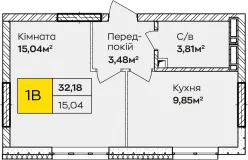 1-кімнатна 1-кімнатна