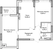 1-кімнатна 59.2м² номер - 9 зображення з Синергія Буд 1-кімнатна 59.2м² номер - 9 зображення з Синергія Буд