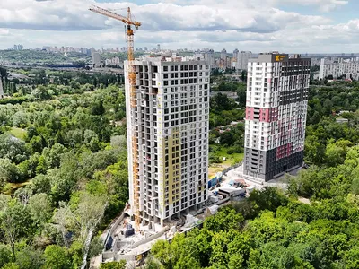 Новый этап строительства ЖК Синергия Киев: на 1 доме стартовали фасадные работы