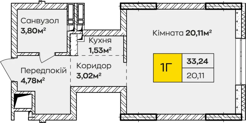 Купити 1-кімнатну квартиру  в Ірпені