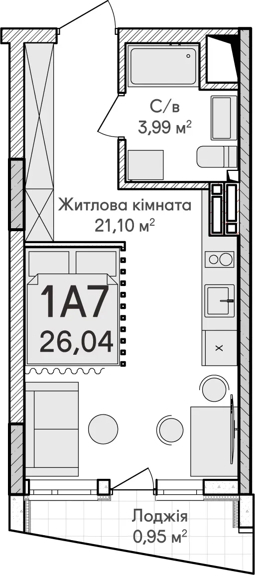 Купить 1-комнатную квартиру  в Ирпене