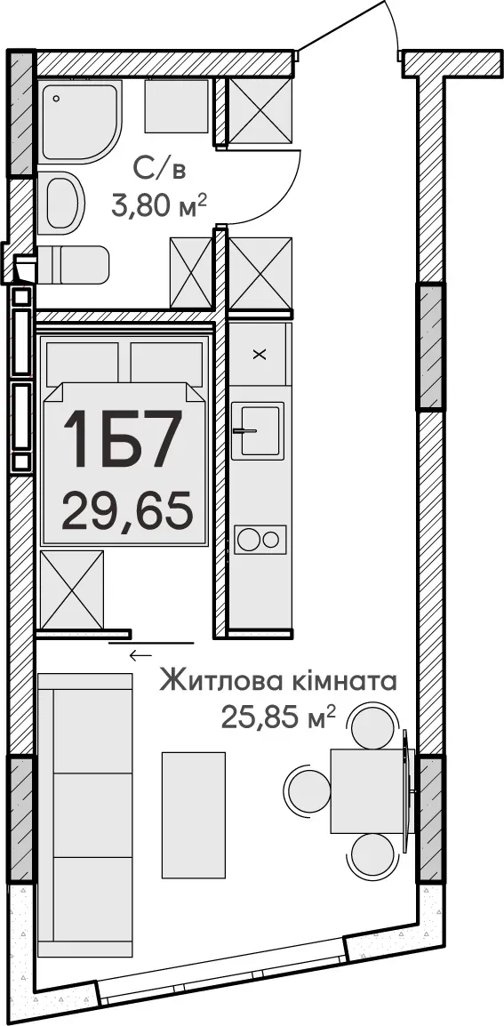Купить 1-комнатную квартиру  в Ирпене