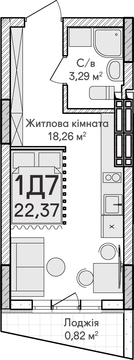 Купить 1-комнатную квартиру  в Ирпене