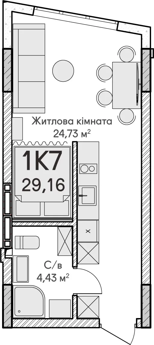 Купить 1-комнатную квартиру  в Ирпене