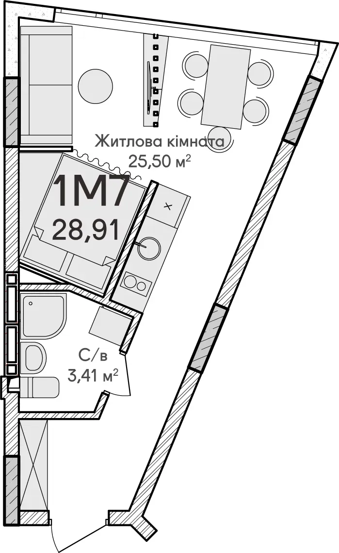 Купить 1-комнатную квартиру  в Ирпене