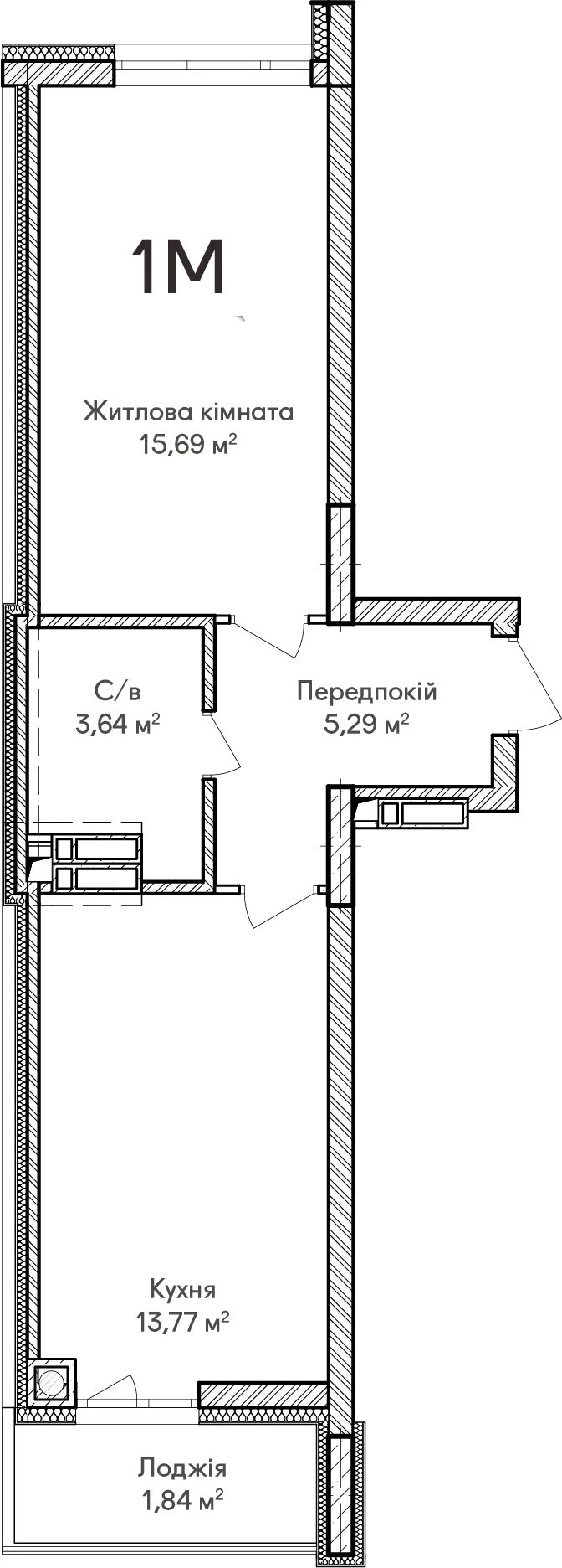 Купить 1-комнатную квартиру  в Ирпене
