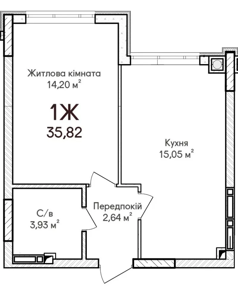 Купити 1-кімнатну квартиру  в Ірпені