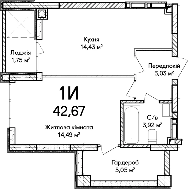 Купити 1-кімнатну квартиру  в Ірпені