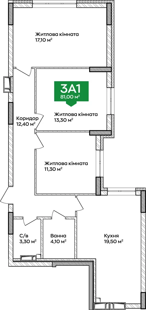 Купить 3-комнатную квартиру  в Ирпене